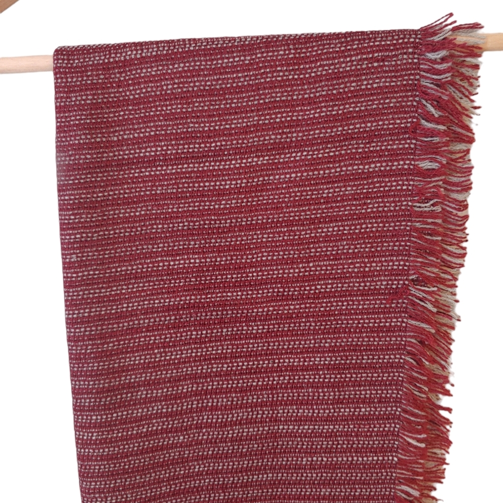NWT- Aqua Bloomingdales Maroon and Grey Scarf with Fringe
